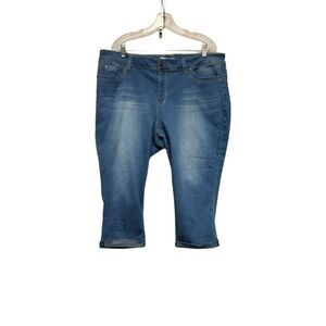 WannaBettaButt YMI Cropped Jeans Women's Plus Size 20 Blue Cuffed Hem Mid Rise